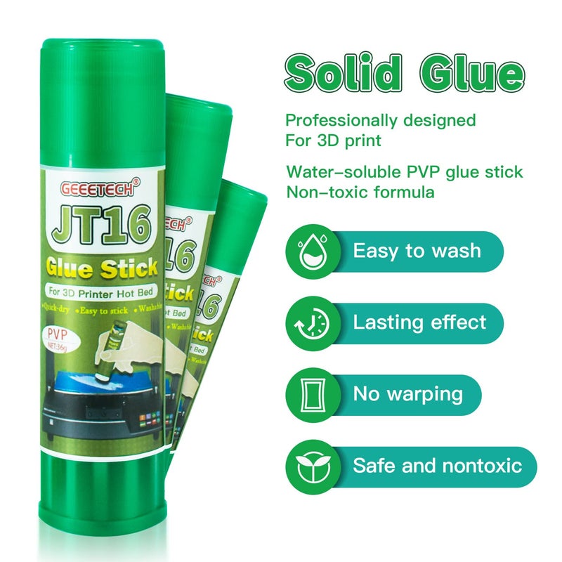 TEQStone 3D Printer Glue Stick 3 Pack, Perfect First Layer Adhesion, Prevents Warping on Heat Bed, Easy Release for ABS PLA PETG Filaments and Various Build Plate, 36g/1.27oz - Image 2
